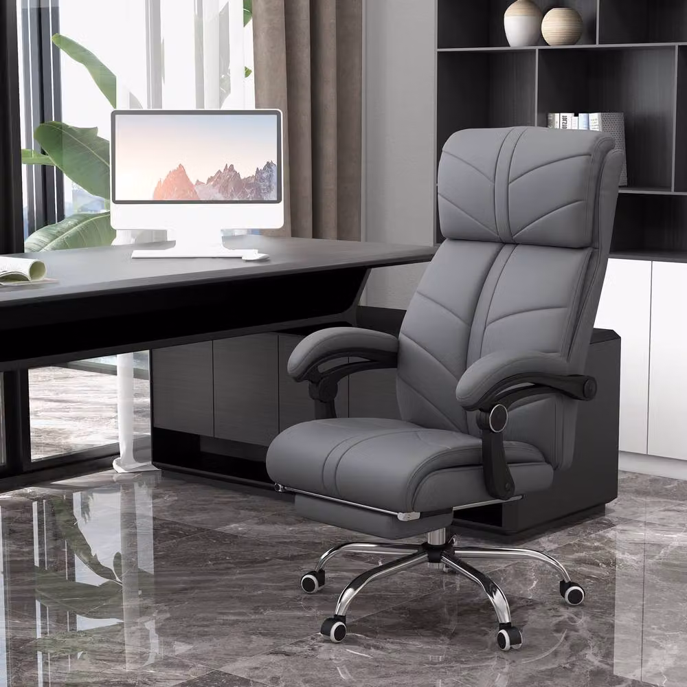 STILVORA Grey Executive Office Chair with Massage, Heat, Footrest and Headrest – 2