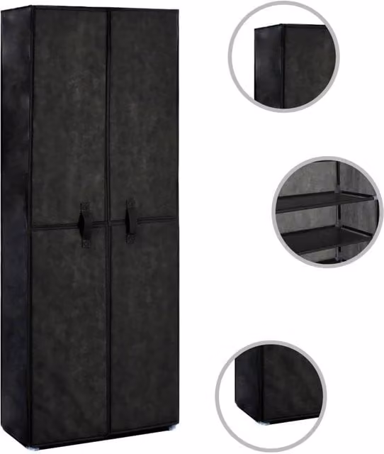 Berkfield Home Black Fabric Shoe Cabinet W/D/H: 60 x 30 x 166 cm