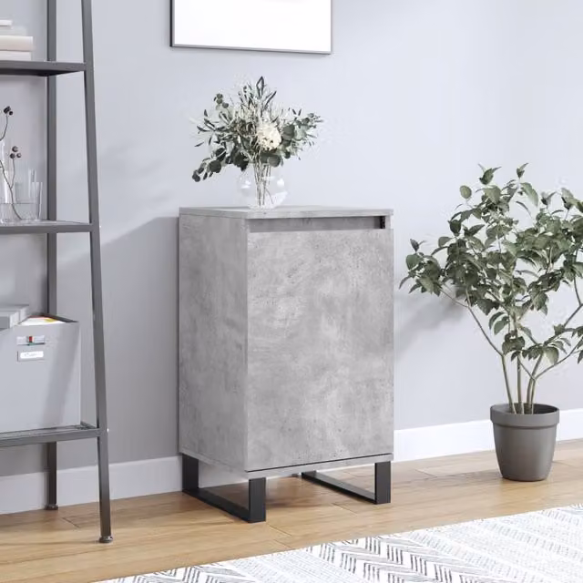 Berkfield Home Modern Sideboard in Concrete Grey and White, W/D/H: 40 x 35 x 70 cm