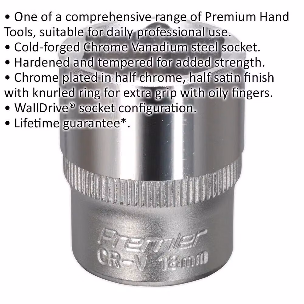 Loops 18mm Forged Steel Drive Socket 3/8 inch Square Drive Chrome Vanadium in Silver – 2
