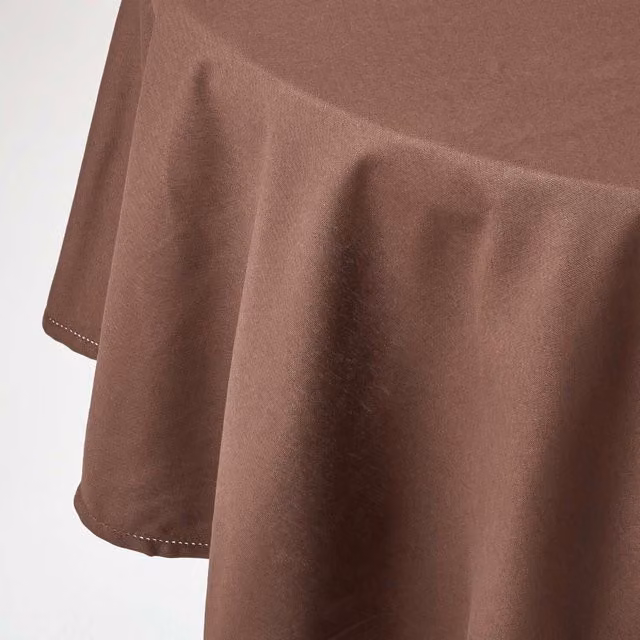 Homescapes Plain Round Cotton Tablecloth in Brown