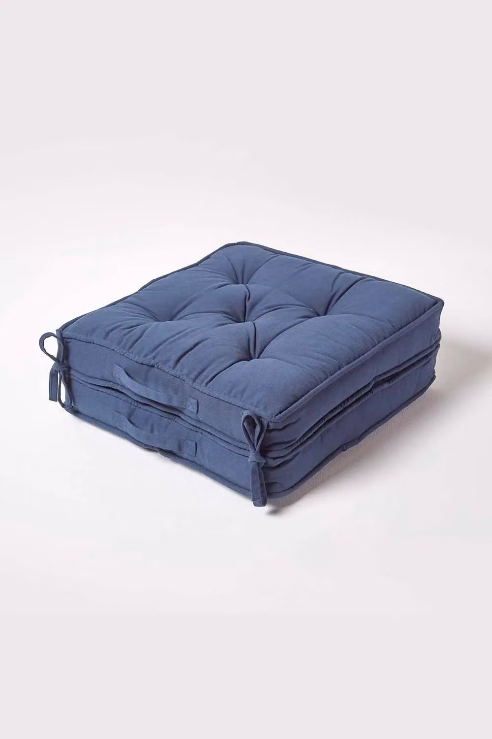 Homescapes Navy Blue Cotton Travel Booster Cushion, Firm Square Seat Pad and Backrest, W/D/H: 50 x 50 x 50 cm – 2