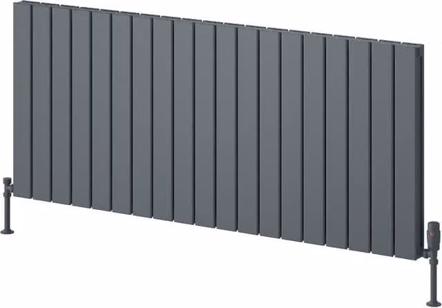 Bathroom Kingdom Piatto Anthracite Double Flat Panel Horizontal Aluminium Radiator, Grey, W: 142 cm, H: 60 cm