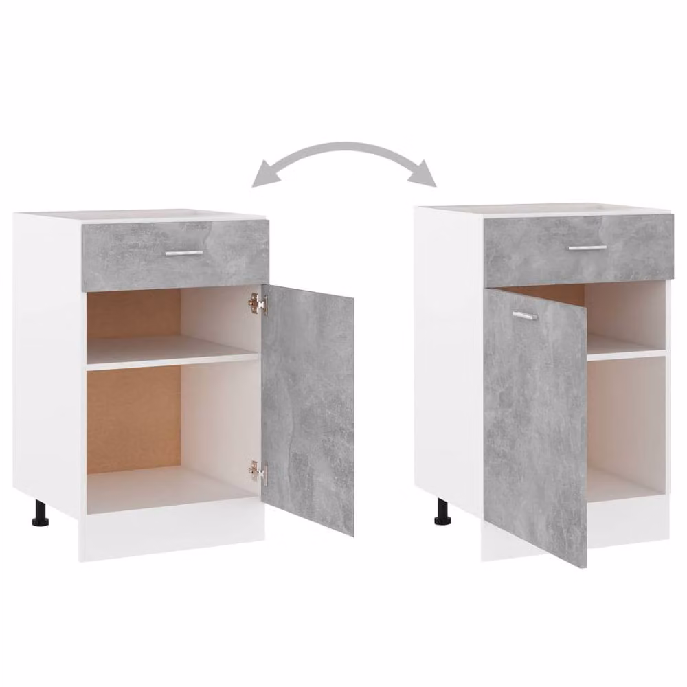 Berkfield Home Drawer Bottom Cabinet in Concrete Grey, W: 50 cm, D: 46 cm, H: 81.5 cm – 3