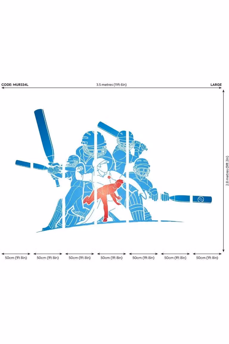Origin Murals American Footballers Paint Splash Wall Mural in Blue, W: 350 cm, H: 280 cm