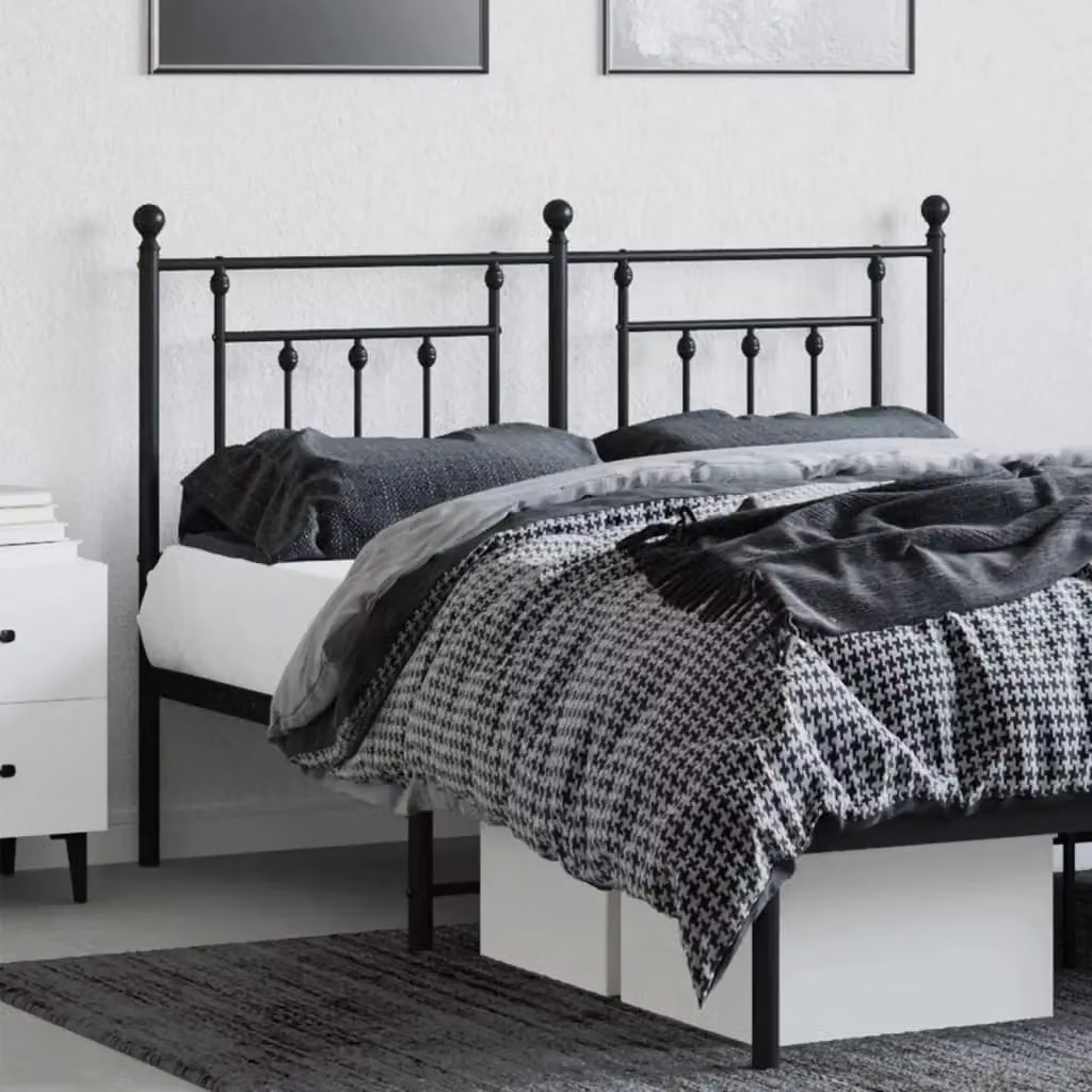 Berkfield Home Classic Metal Headboard in Black, Width: 150 cm – 3