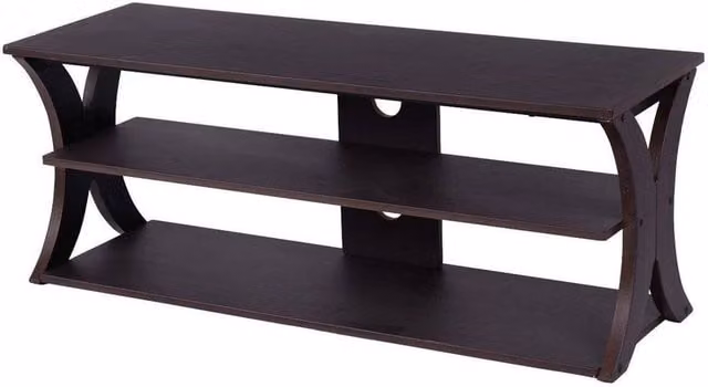 Kelvenix 3-tier Retro Wood Media Console TV Stand for TVs up to 45 inches, Dark Brown