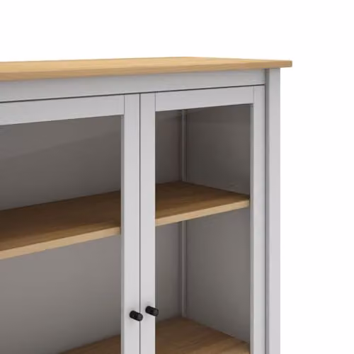 Calicosy Misti White 2-Door Wood Display Cabinet with Glass Doors, W: 90 cm, H: 110 cm – 3