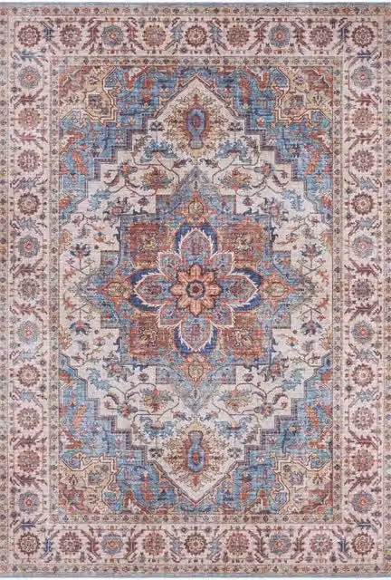 THE RUGS Anthea Oriental Vintage Medallion Flatweave Rug in Blue, W: 80 cm, L: 200 cm