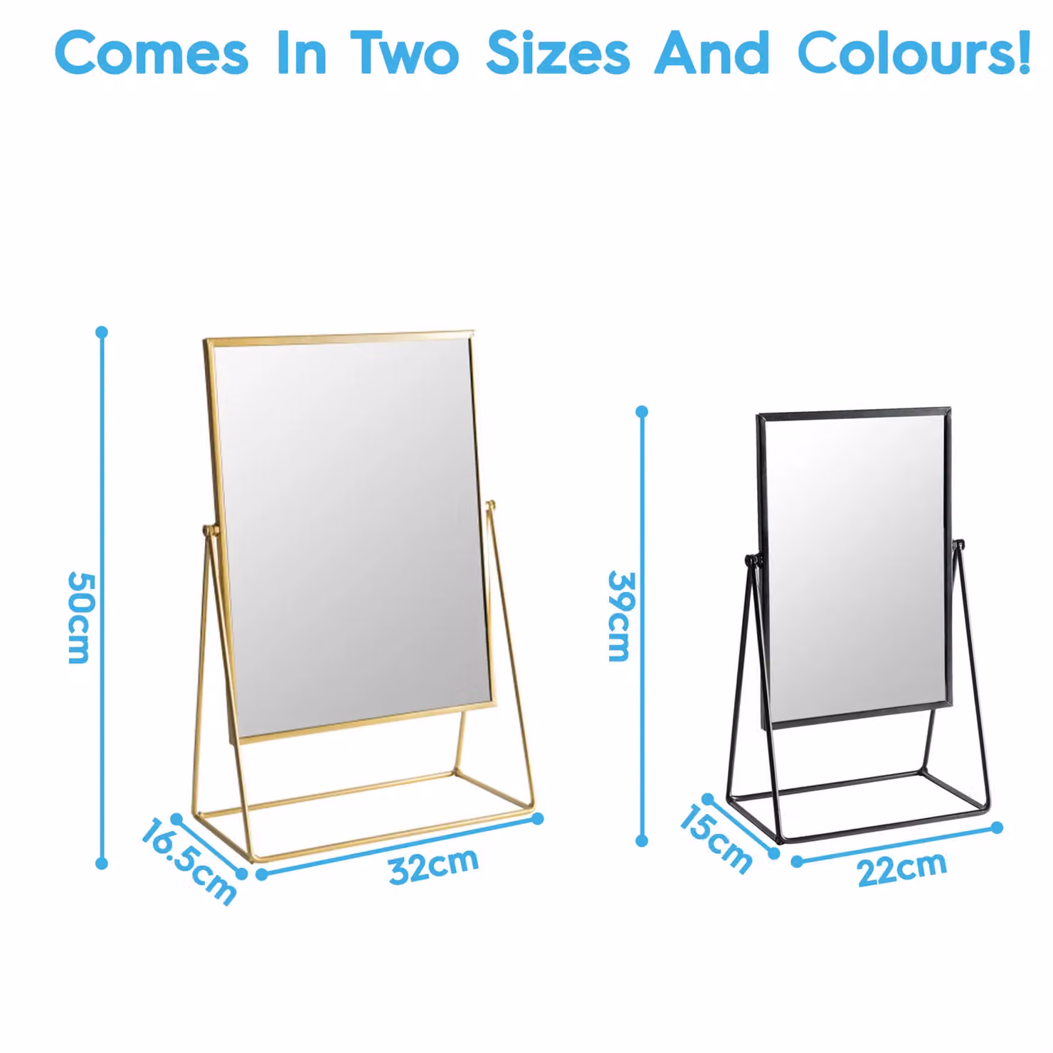 Harbour Housewares 3pc Black Metal Tabletop Dressing Table Mirror Set – 3