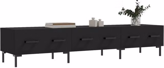 Berkfield Home Modern Black TV Cabinet in Matt MDF and Metal, W/D/H: 150 x 36 x 30 cm – 1