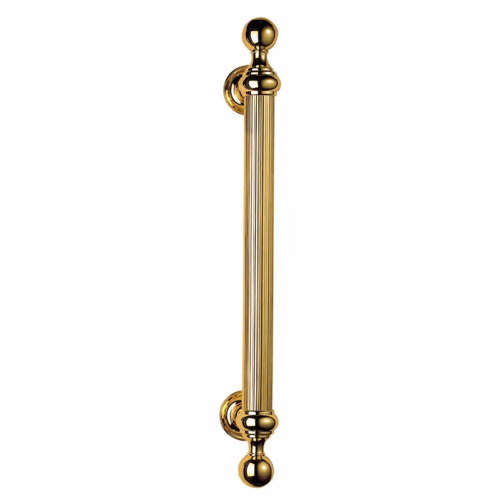 Loops Ornate Bow Pull Handle with Reeded Grip, Polished Brass, Fixing Centres: 353 mm – 2