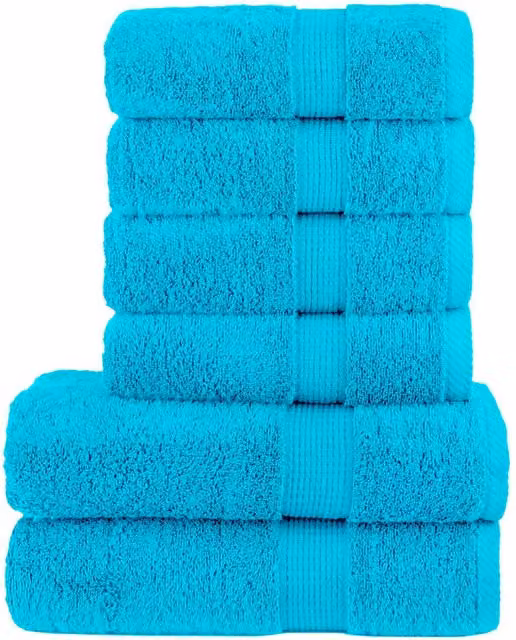 Berkfield Home SOLUND 6 Piece Premium Cotton Terry Towel Set in Turquoise Blue, 600 gsm