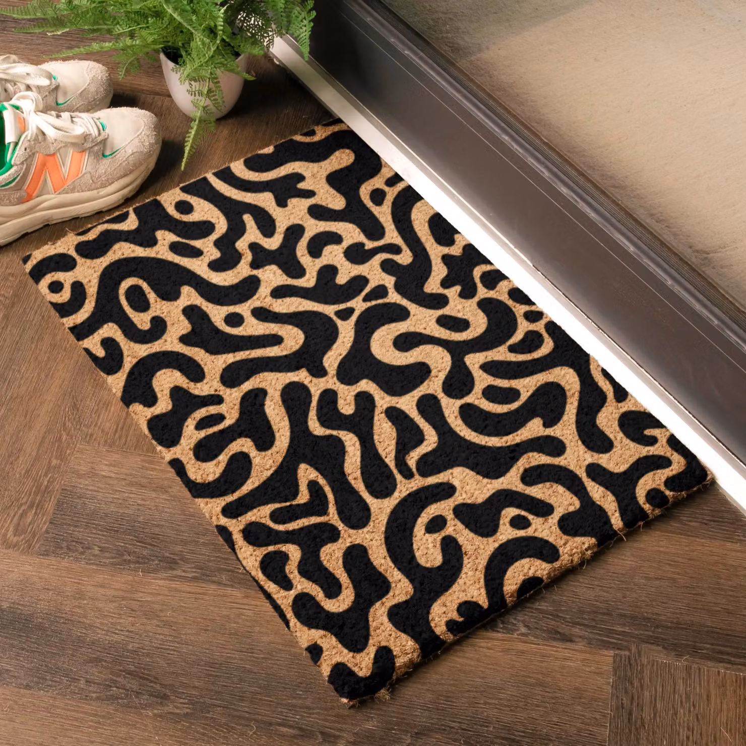 Artsy Mats Trendy Blobs Pattern Design Doormat in Black, W/D/H: 60 x 40 x 1 cm – 2