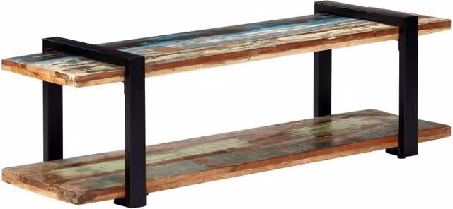 Berkfield Home Industrial TV Cabinet in Multicolour Solid Reclaimed Wood and Metal, W/D/H: 130 x 40 x 40 cm – 1