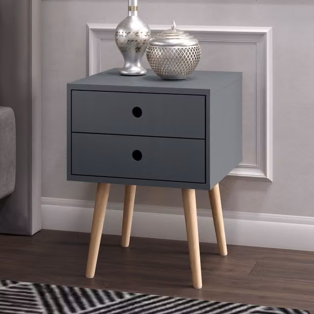 Core Products Scandia 2 Drawer Bedside Cabinet in Blue and Grey