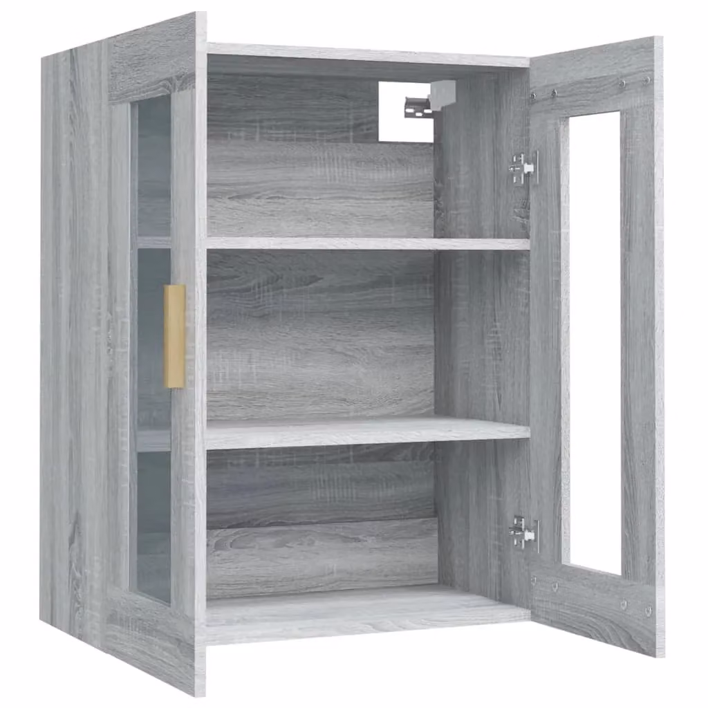 Berkfield Home Grey Sonoma Hanging Wall Cabinet with Glass Doors, W/D/H: 69.5 x 34 x 90 cm – 3