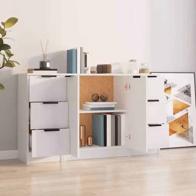 Berkfield Home 3-Piece Modern Sideboard Set in White Matt MDF