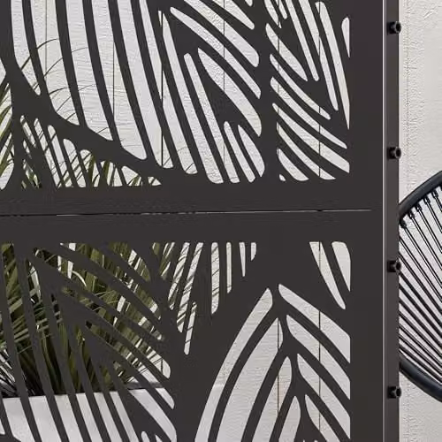 Outsunny Black Metal Freestanding Outdoor Privacy Screen Panel with Stand – 7