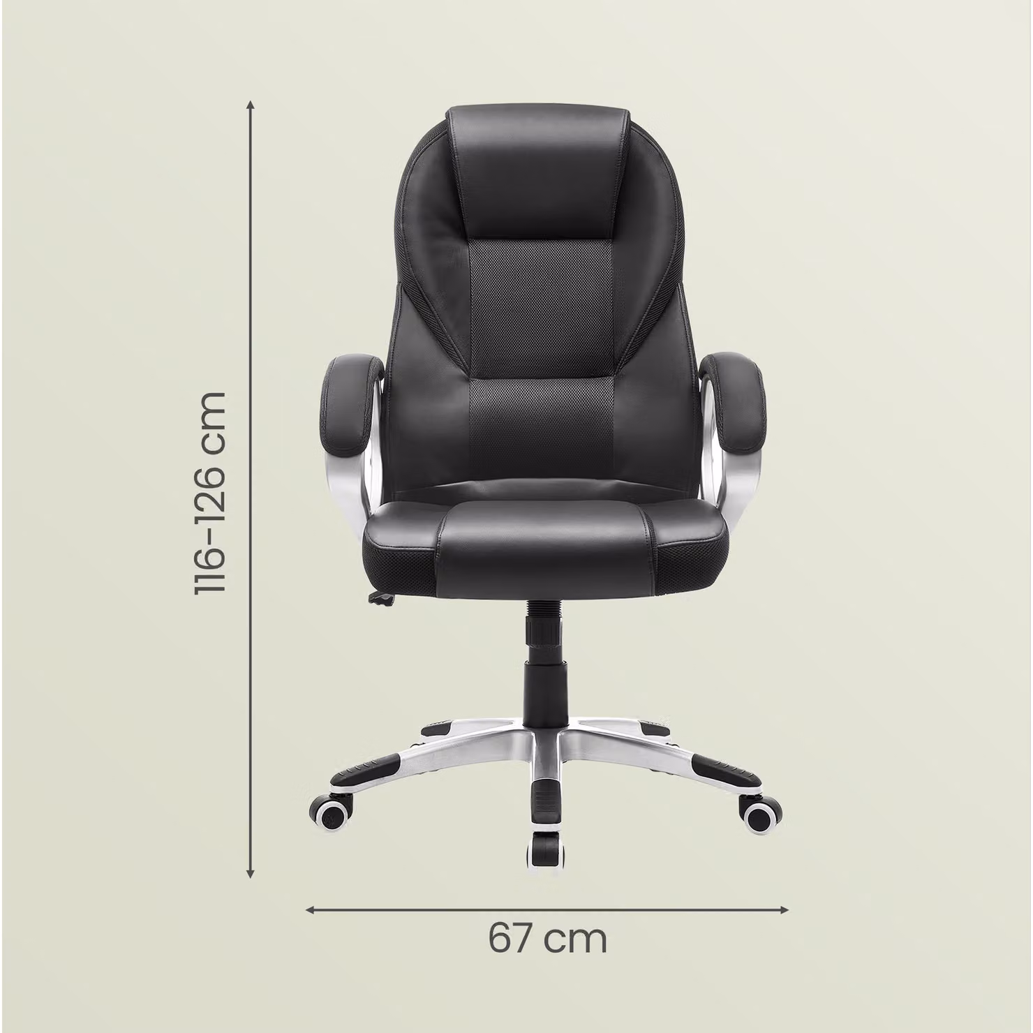 SONGMICS Executive Office Chair in Black PU Leather with Headrest and Armrests – 3