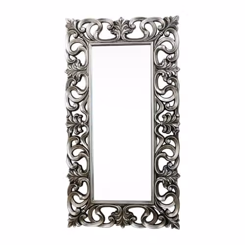 Melody Maison Large Baroque-style Silver Rectangular Wall/Floor Mirror W/H: 90 x 168 cm – 4
