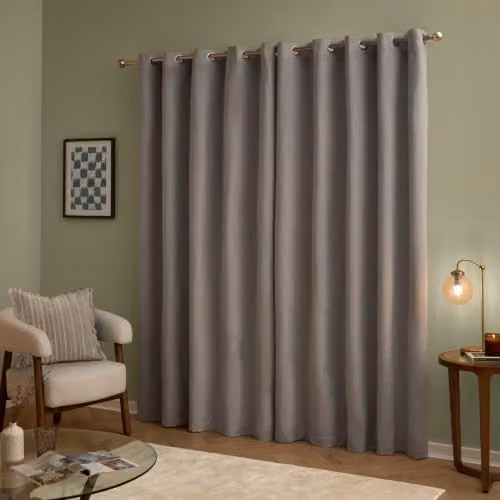 Furn Riva Home Silver Velvet Blackout Eyelet Curtains W/H: 168 x 183 cm – 2