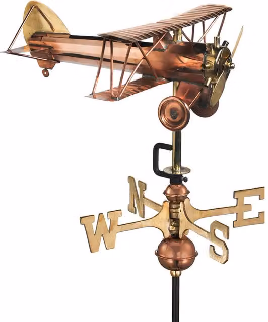 Good Directions Cottage Bi Plane Copper Weathervane in Bronze and Black, H: 44 cm, W: 40 cm, L: 33 cm – 1