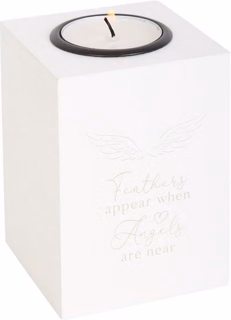 Something Different Feathers Appear When Angels Are Near Tealight Holder in White