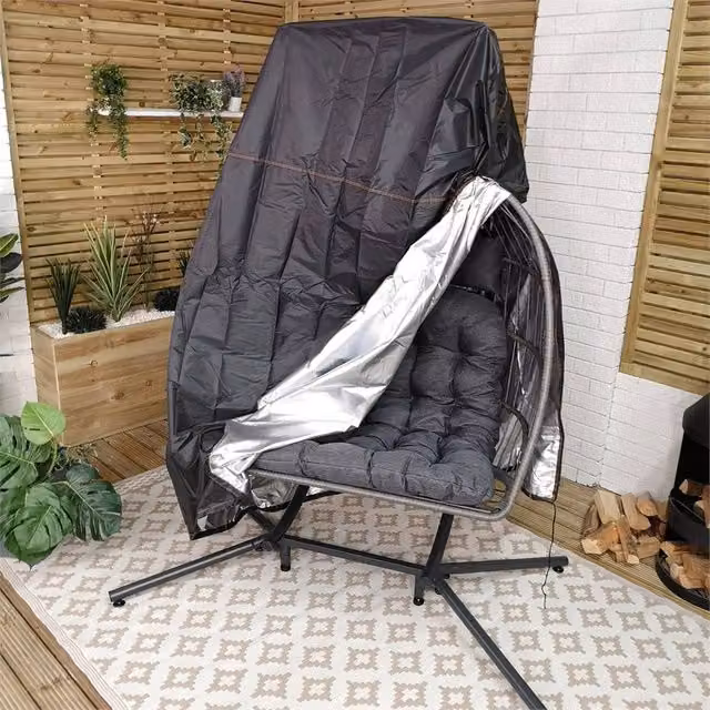 KORVIXA Waterproof Double Egg Swing Chair Covers in Black, W: 200 cm x D: 100 cm – 1