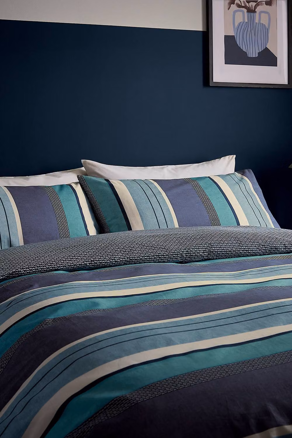 Helena Springfield Horizon Stripe Reversible Cotton Duvet Cover and Pillowcase Set in Blue, W: 180 cm, H: 200 cm – 2