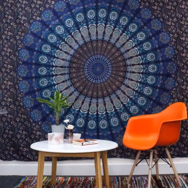 KDMK Handmade Multi-colour Cotton Floral Mandala Bedspread and Wall Hanging