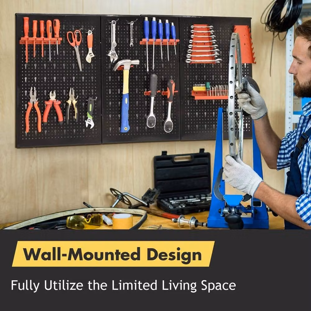 EONLION Pegboard Wall Organizer Kit in Black, W/H: 100 x 200 cm – 3