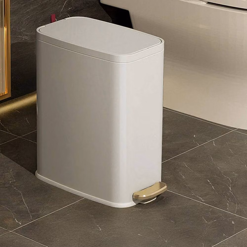 KORVIXA White Stainless Steel Pedal Bin with Removable Inner Bucket, 5L – 2