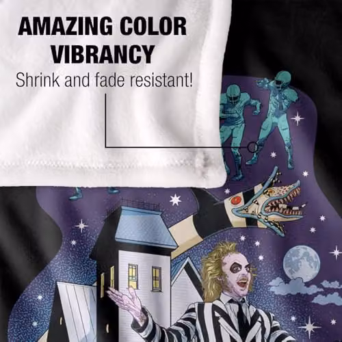 LOGOVISION Beetlejuice Haunted House Party Super Soft Fleece Throw Blanket, Multicolour, W/D/H: 91 x 147 cm – 3