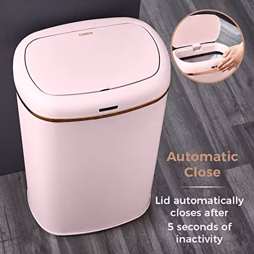 Tower T838010PNK Cavaletto Square Sensor Bin, 58L, Pink and Gold Metal – 5