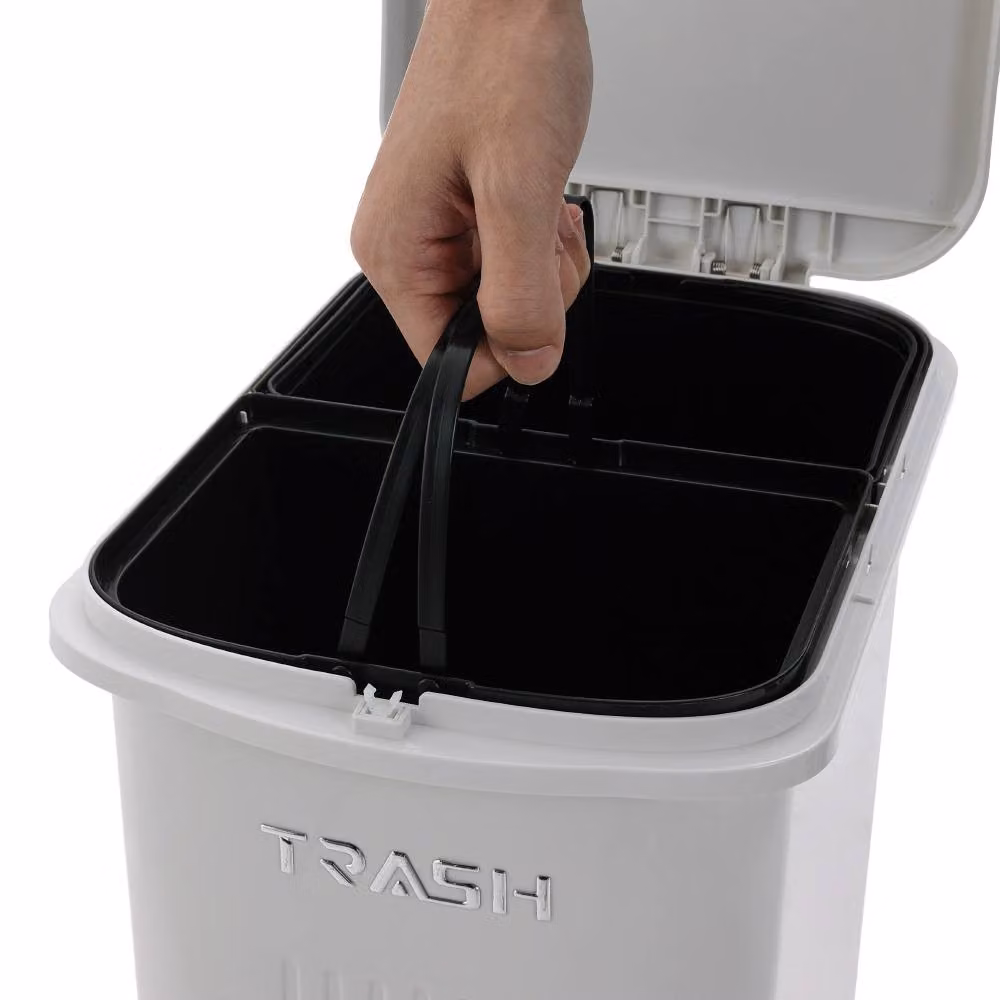 Living and Home 36L 3-Tier Dry and Wet Separation Dustbin with 2 Removable Inner Buckets and Drawer, Grey – 2
