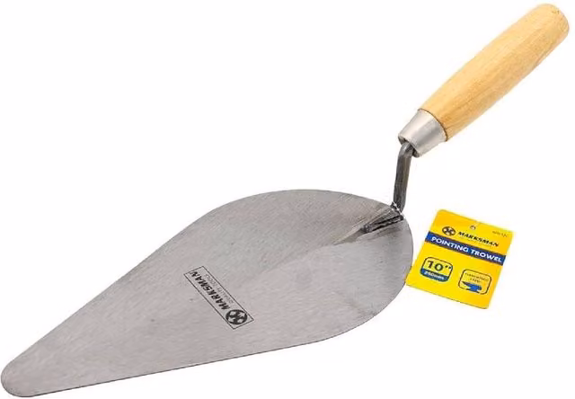 NTI Set of 2 Silver and Multicolour Steel Pointing Trowels with Wooden Handles for Easy Grip Brick Jointing