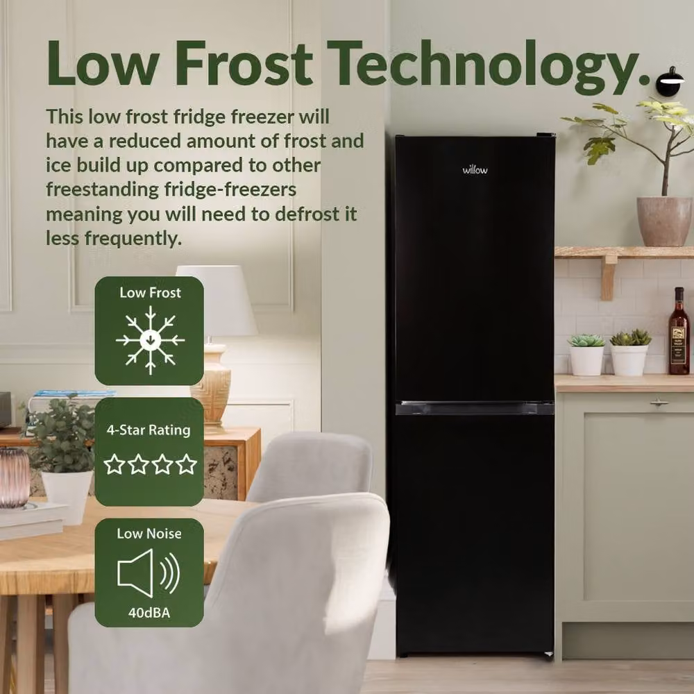 Willow 254L Low Frost 50/50 Freestanding Fridge Freezer in Black – 3