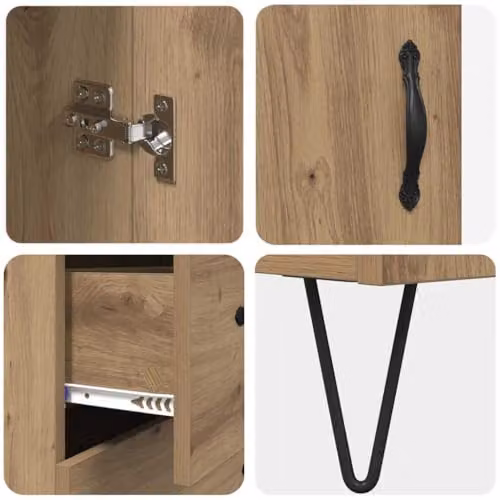 vidaXL Artisan Oak Highboard in Brown with Hinged Doors and Internal Shelves, W/D/H: 34.5 x 32 x 90 cm – 3