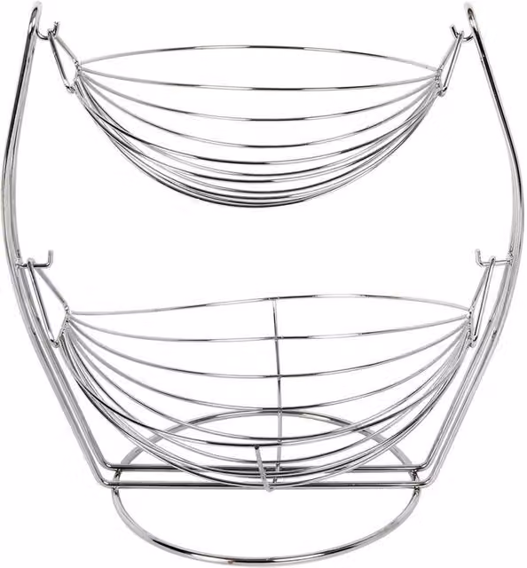 SPETLEK 2 Tier Metal Fruit Basket in Silver – 1