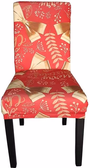 Neel Blue Short Spandex Dining Chair Slipcover with Red Tree Leaves Floral Design