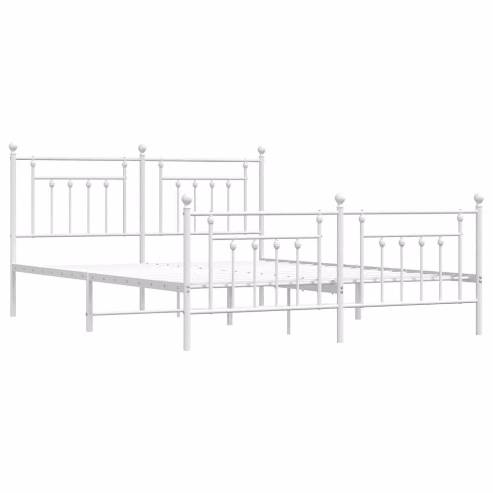 Berkfield Home Metal Bed Frame with Headboard and Footboard in White 183 x 213 cm – 2