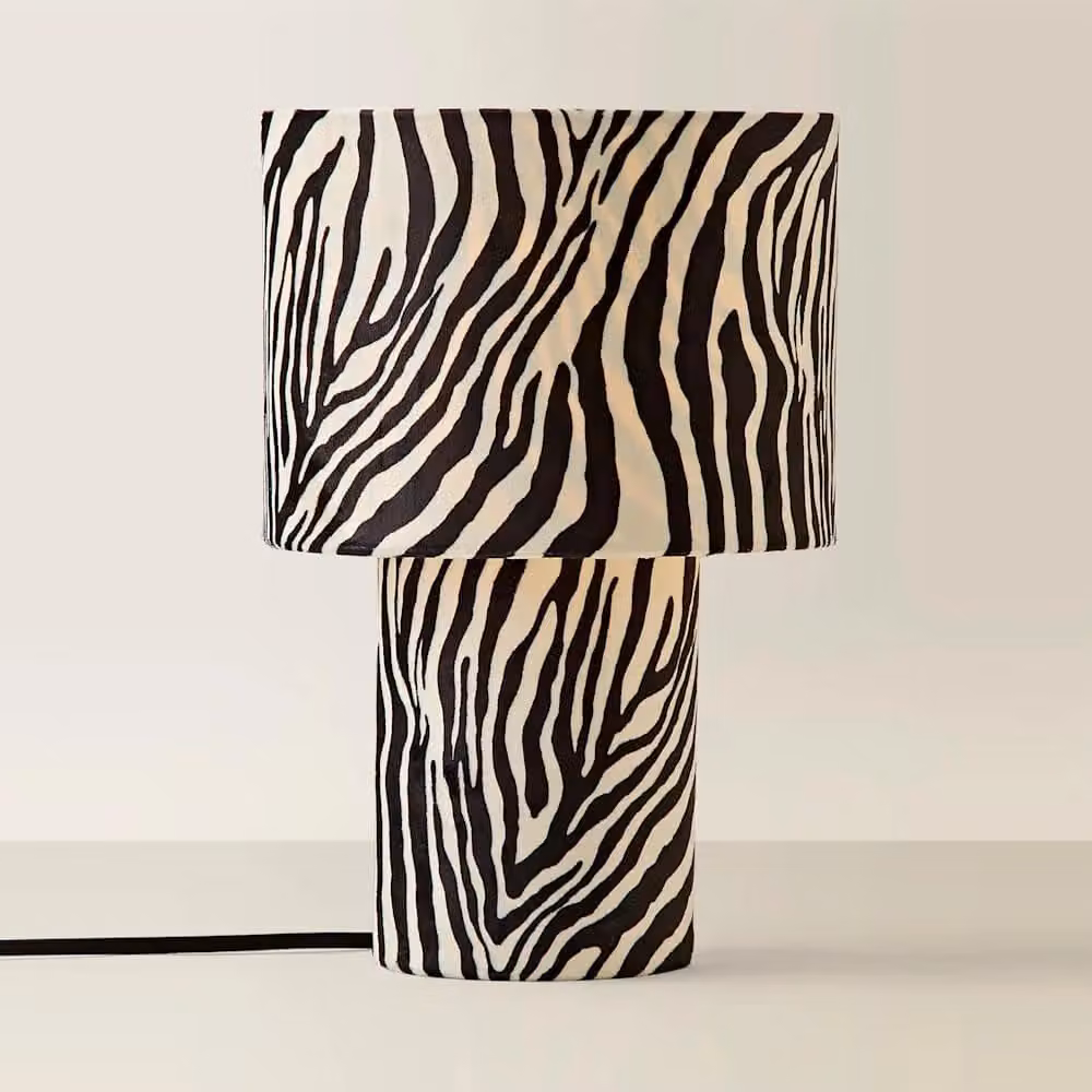 ValueLights Nessa Zebra Pattern White and Black Velvet Table Lamp – 2