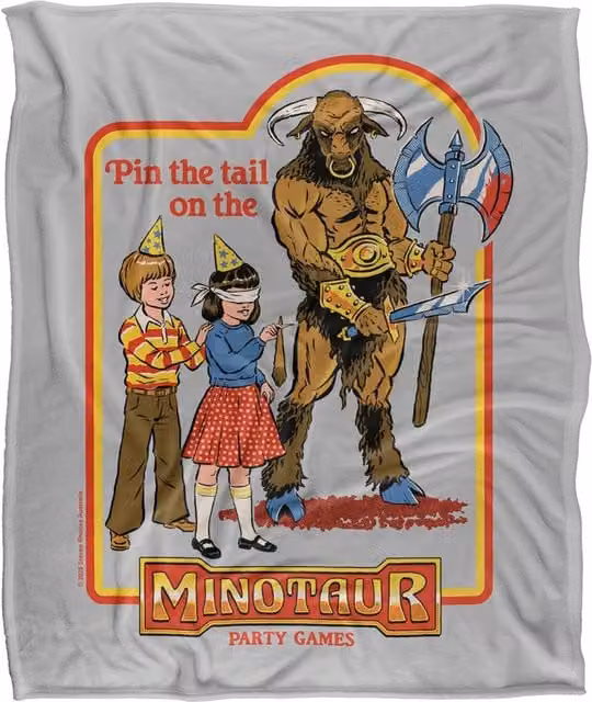 Steven Rhodes Pin The Tail On The Minotaur Super Soft Fleece Throw Blanket, Multicolour, W/D/H: 152 x 127 cm – 1
