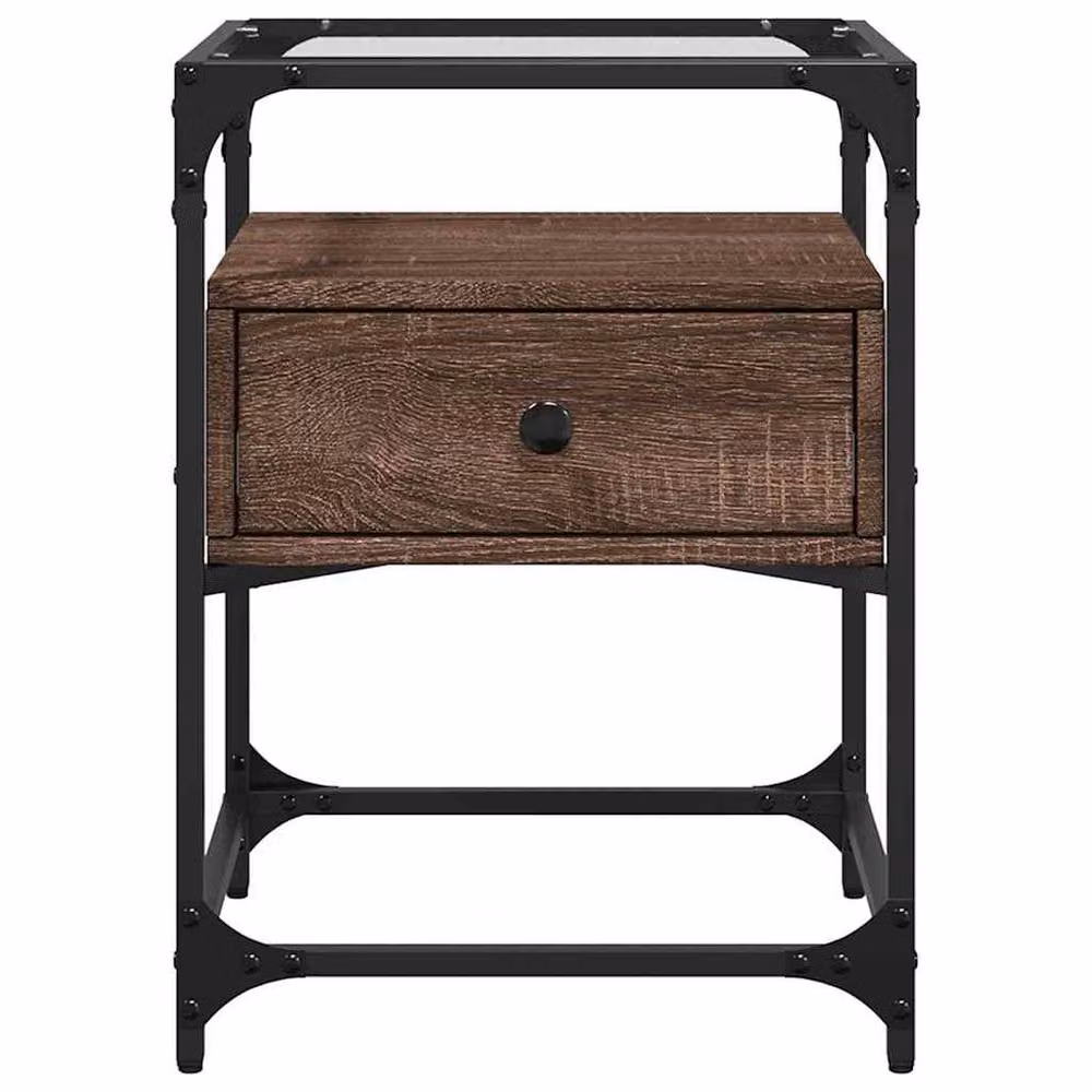 Berkfield Home Set of 2 Bedside Cabinets in Brown Oak, W/D/H: 40 x 40 x 55 cm – 4