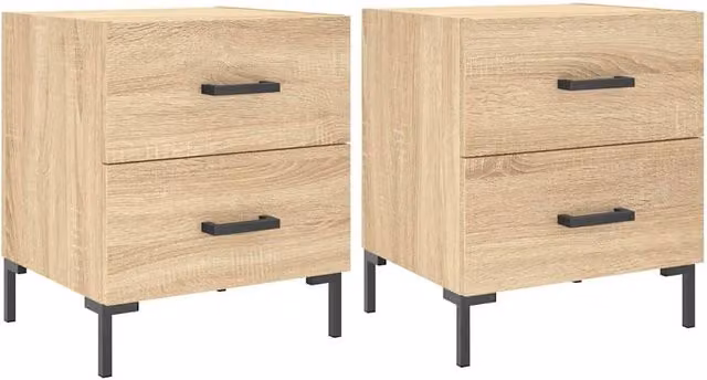Berkfield Home Set of 2 Sonoma Oak Bedside Cabinets in Brown, W/D/H: 40 x 35 x 47.5 cm