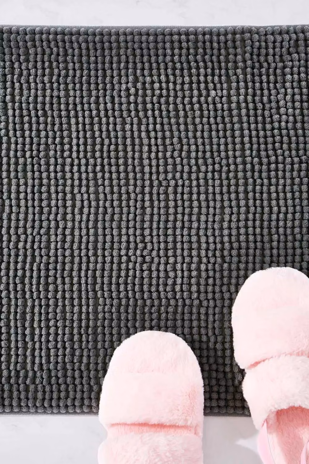 OHS Grey Chenille Noodle Bath Mat, Non-Slip and Washable, W/D/H: 45 x 75 cm – 7