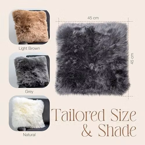 Simply Sheepskin Grey Wool Square Cushion, 45 x 45 cm – 5