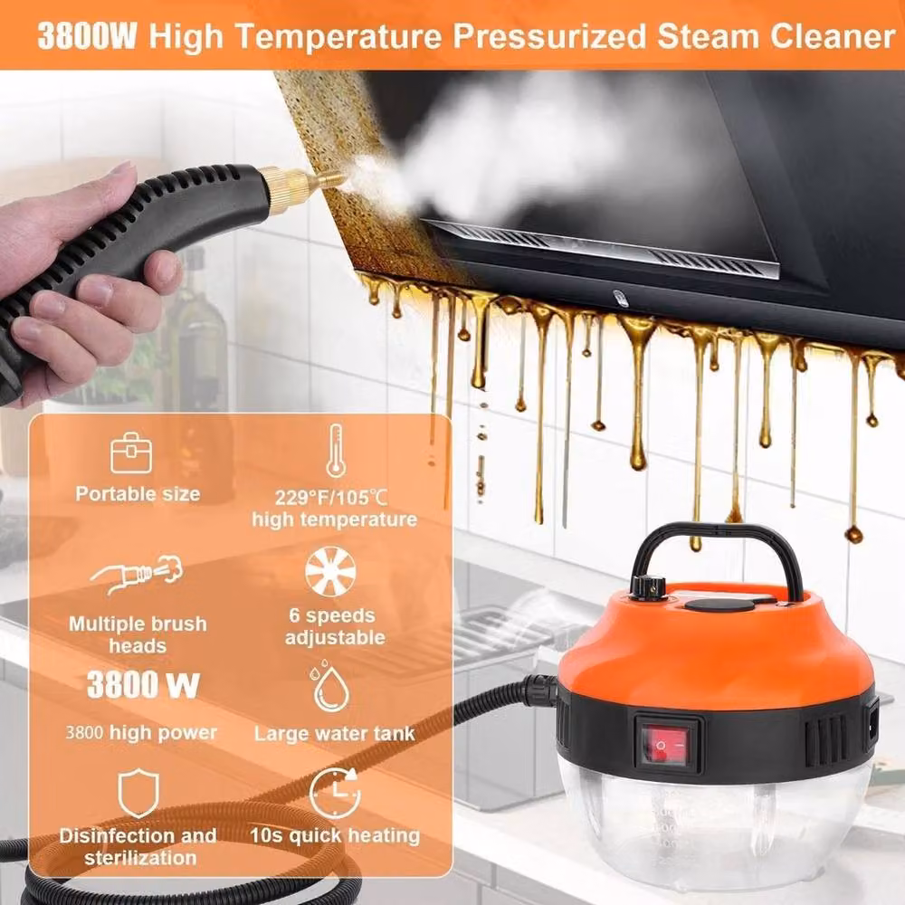 NESTLUNE Handheld High Pressure Multipurpose Steam Cleaner, Orange, W/D/H: 100 x 15 x 15 cm – 5