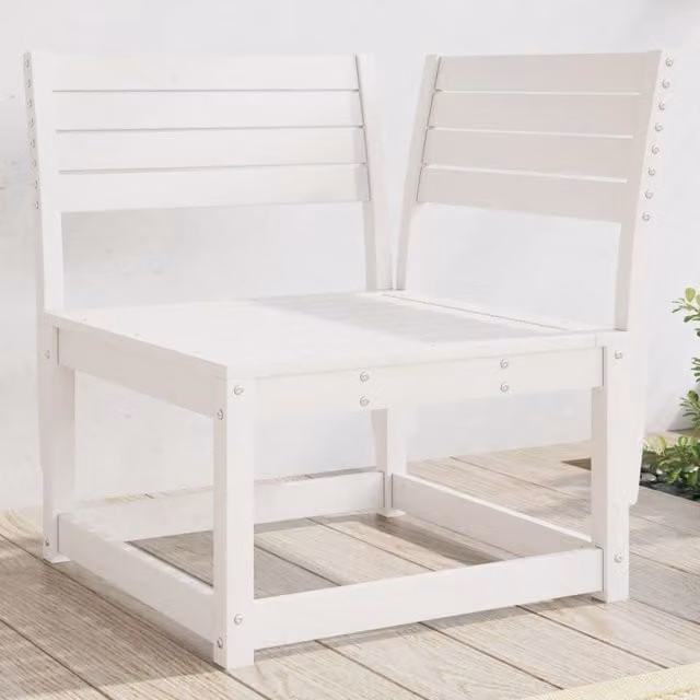 Berkfield Home Rustic White Solid Pine Garden Corner Sofa W/D/H: 73 x 73 x 78 cm